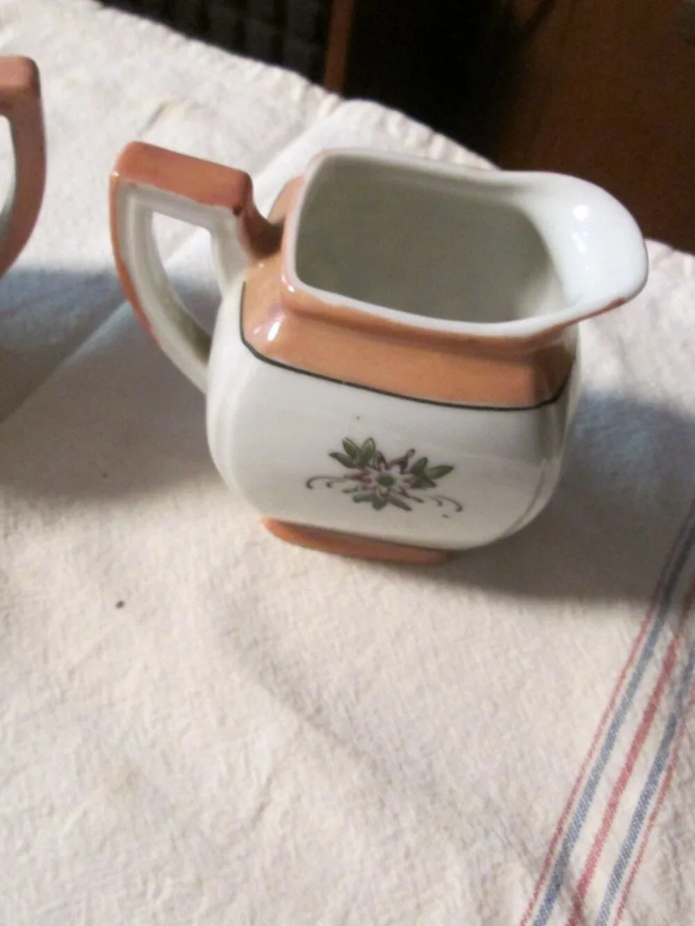 occupied Japan cream sugar 3 pc set pink white floral china stunning set
